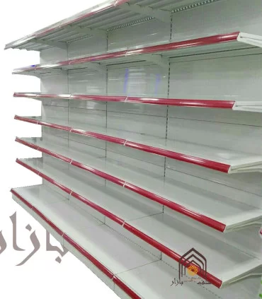 قفسه یکطرفه فروشگاه هایپرمارکت | قفسه فروشگاهی طوس مشبک